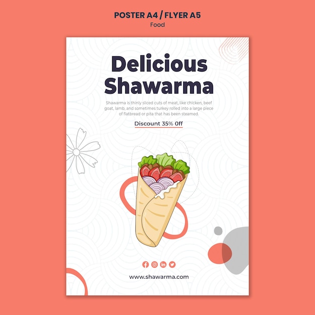 Delicious shawarma poster template