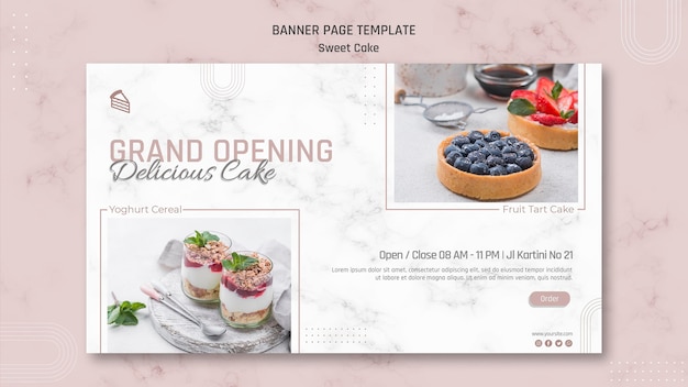 Free PSD delicious sweet cake shop banner template