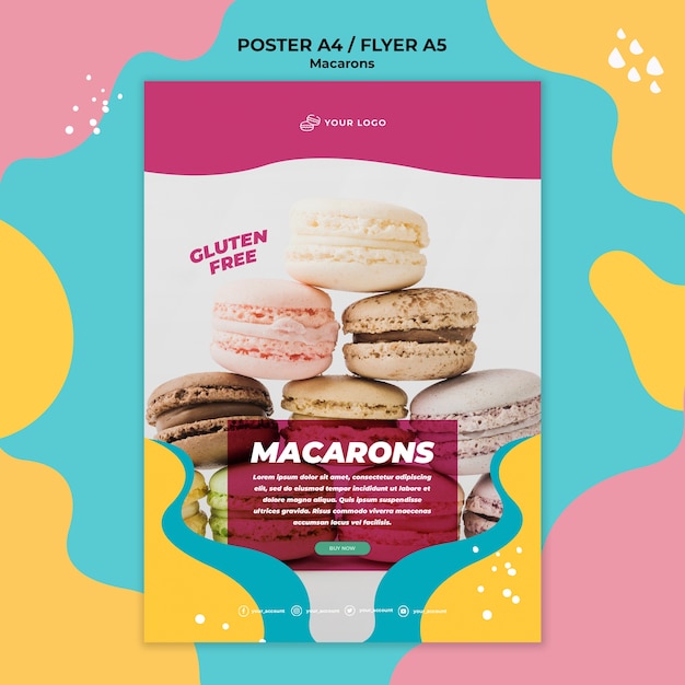 Delicious sweet macarons poster template