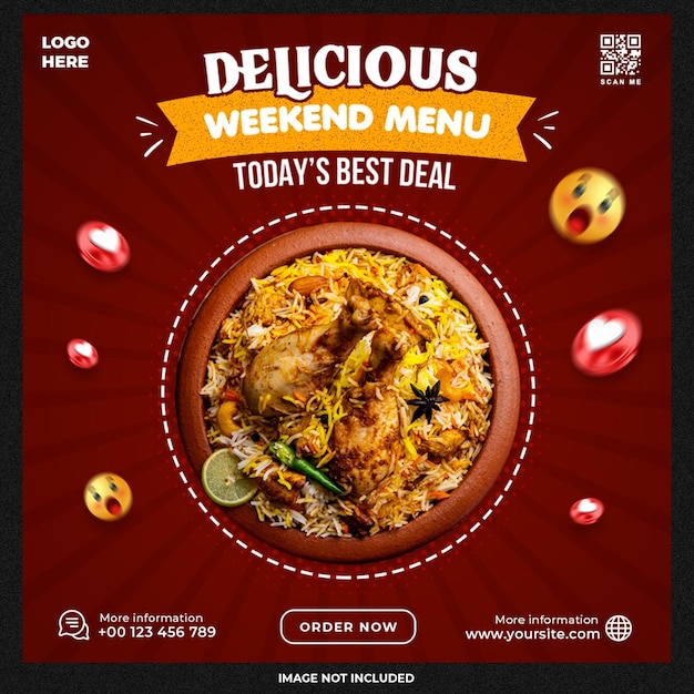 Free PSD delicous asian food social media template