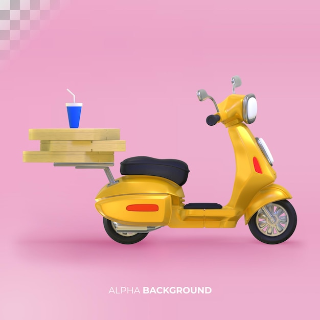 Delivery food with scooter. 3d rendering