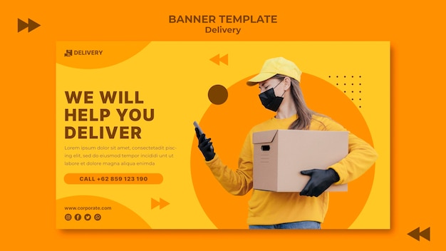 Free PSD delivery horizontal banner template