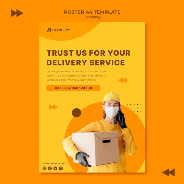 Free PSD delivery poster template with photo