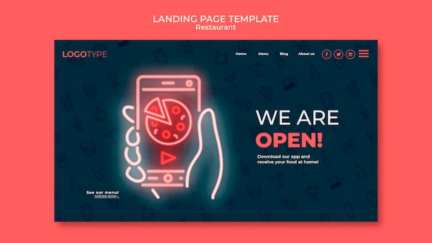 Free PSD delivery restaurant landing page template