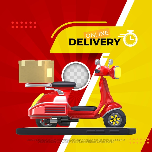 Delivery service banner. 3d illustration