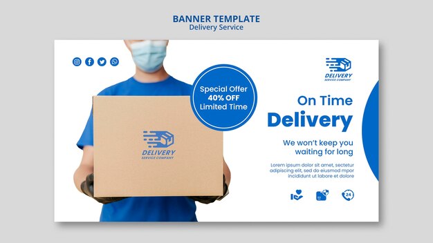 Delivery service horizontal banner template