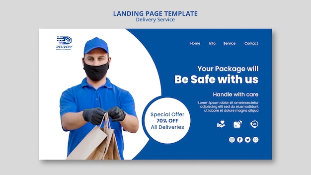 Free PSD delivery service landing page template