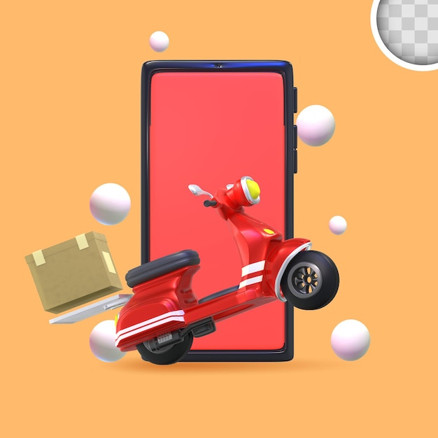 Delivery service scooter. 3d illustration