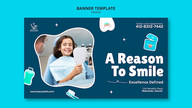 Free PSD dental care horizontal banner template