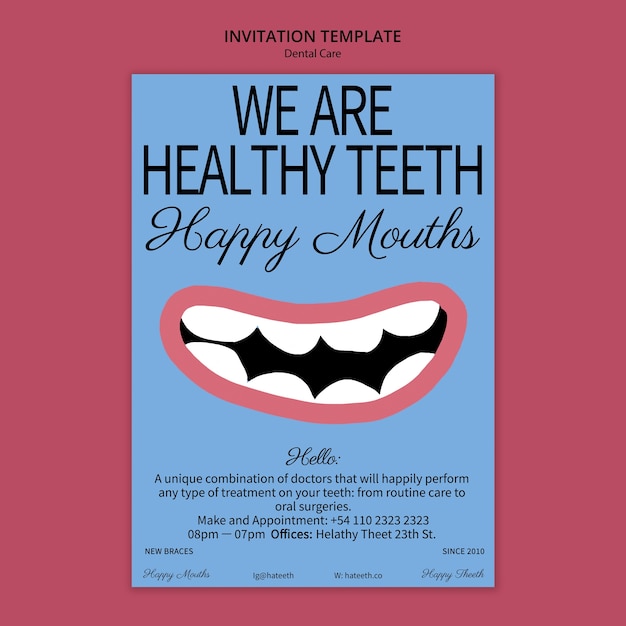 Free PSD dental care invitation  template