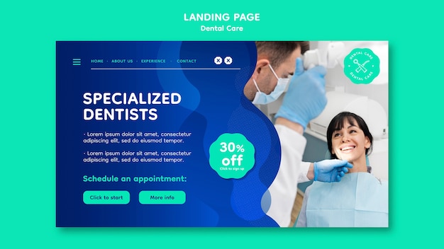 Dental care landing page template