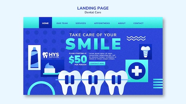 Free PSD dental care  landing page template