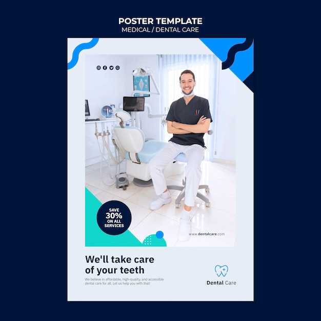 Dental care poster template