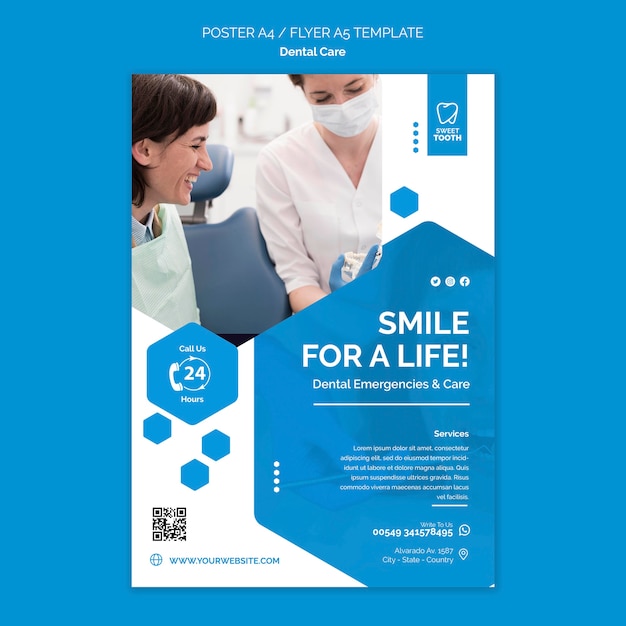 Dental care poster template