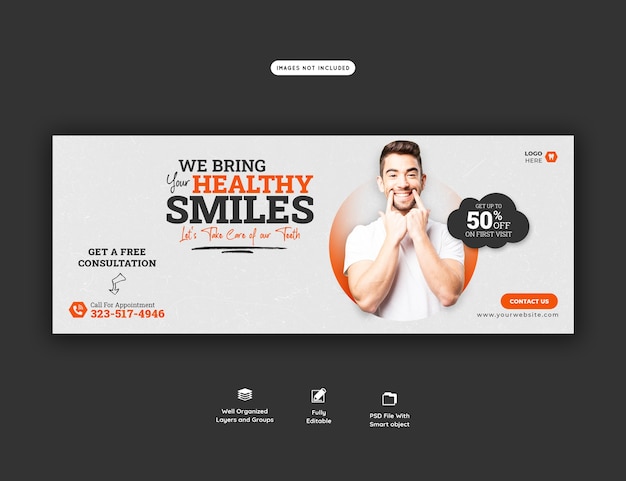 Dentist and dental care facebook cover template