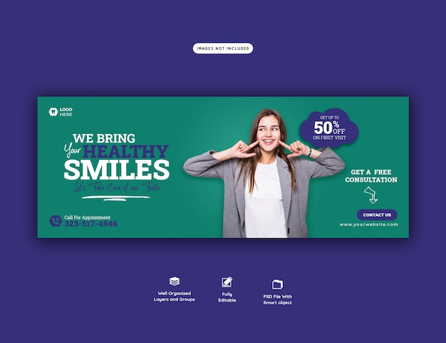 Dentist and dental care facebook cover template