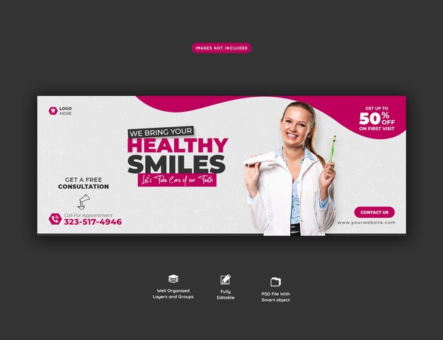 Dentist and dental care Facebook cover template