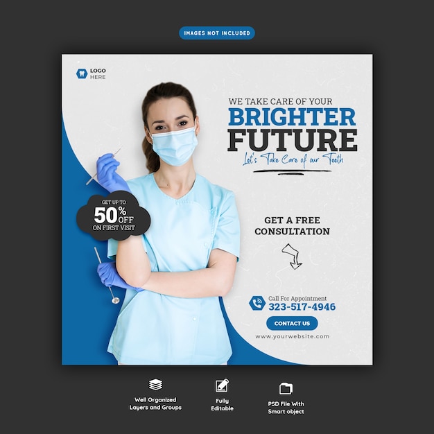 Dentist and dental care social media banner template