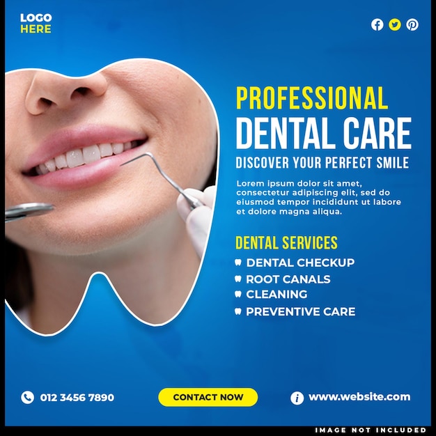 Free PSD dentist and dental care social media banner template