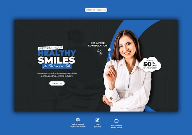 Dentist and dental care web banner template