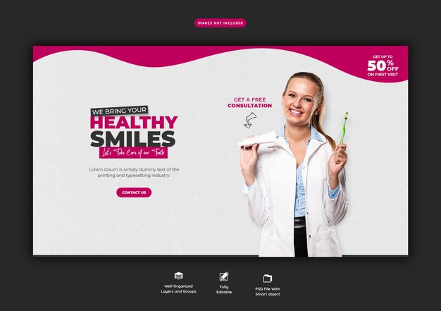 Dentist and dental care web banner template