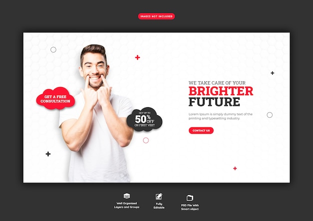 Dentist and dental care web banner template