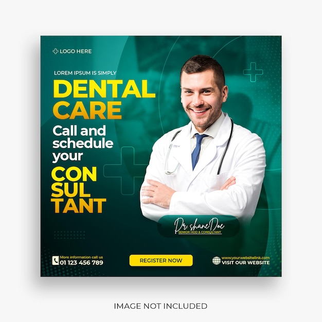 Dentist and health care social media and banner template