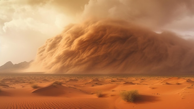 Free PSD desert landscape with a sandstorm generative ai