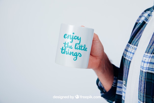 Free PSD design of mock up with coffee mug