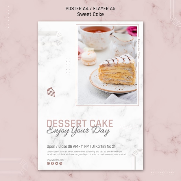 Free PSD dessert cake enjoy your day poster template