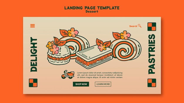 Free PSD dessert landing page