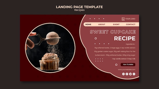 Free PSD dessert recipes landing page template