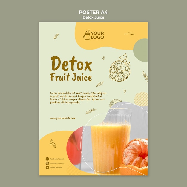 Free PSD detox juice concept poster template