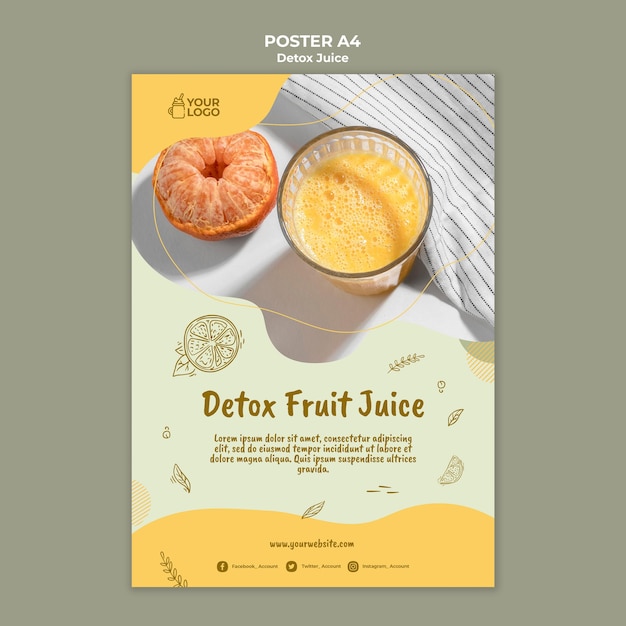 Free PSD detox juice concept poster template