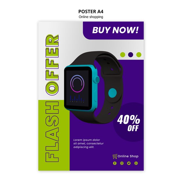 Devices online shop poster template flash offer