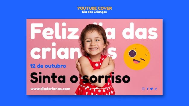 Dia das criancas celebration youtube cover template