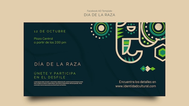 Free PSD dia de la raza celebration social media promo template