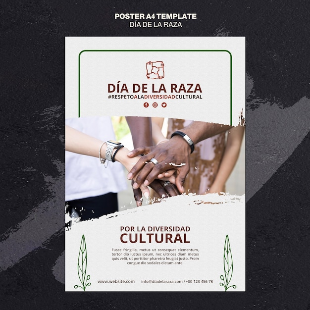 Free PSD dia de la raza poster template with photo