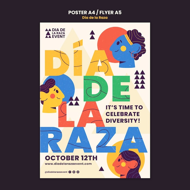 Free PSD dia de la raza template design