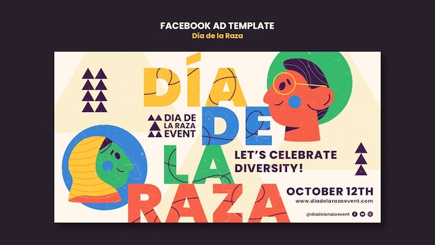 Free PSD dia de la raza template design