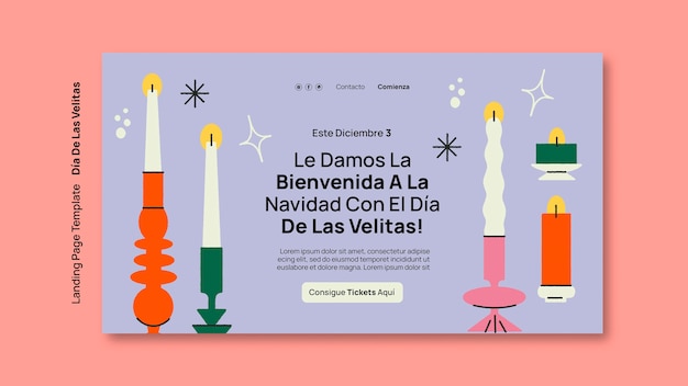 Free PSD dia de las velitas celebration landing page