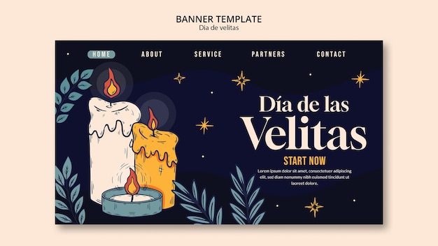 Free PSD dia de las velitas celebration landing page