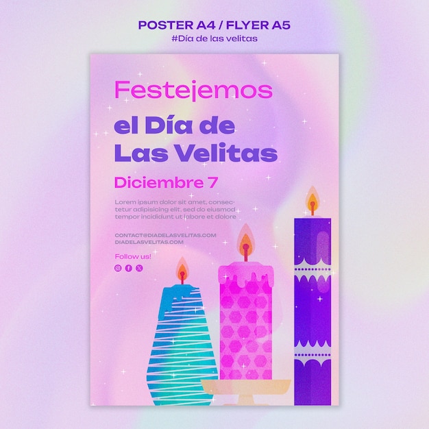 Free PSD dia de las velitas celebration poster template