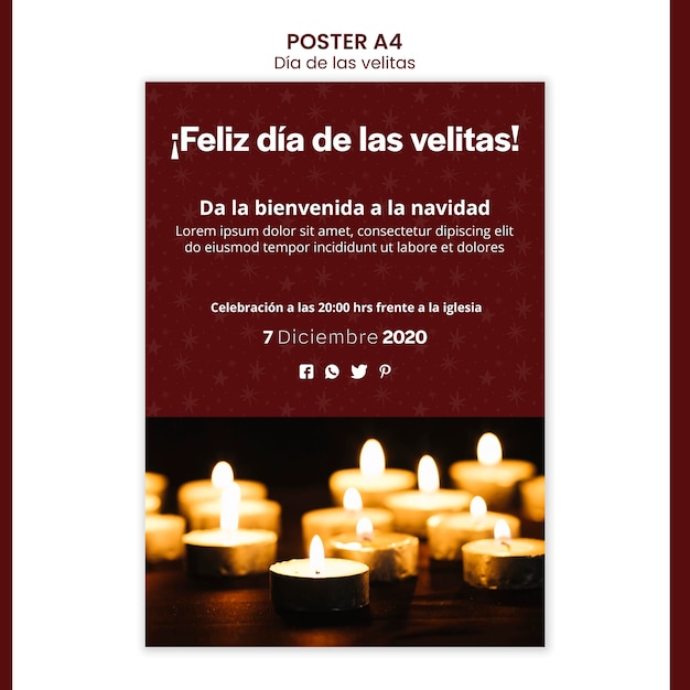 Free PSD dia de las velitas poster template