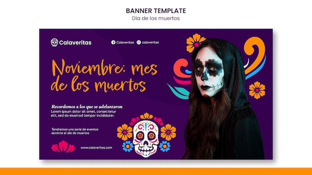 Dia de los muertos banner template