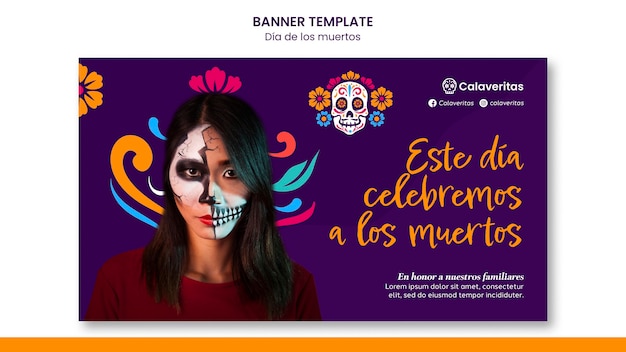 Free PSD dia de los muertos banner template