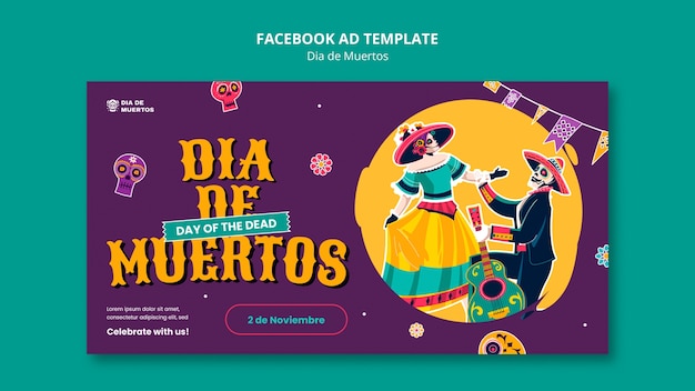 Free PSD dia de muertos celebration facebook template