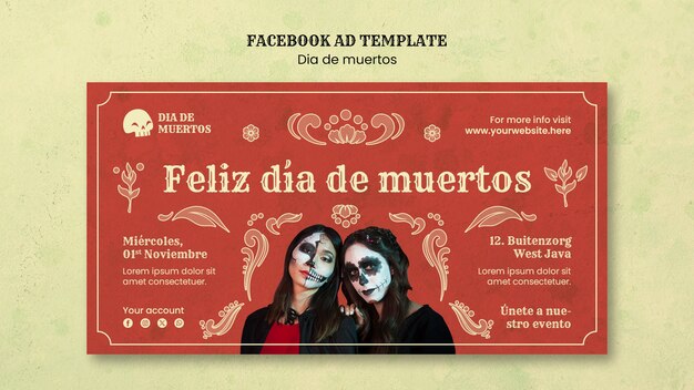 Dia de muertos celebration facebook template