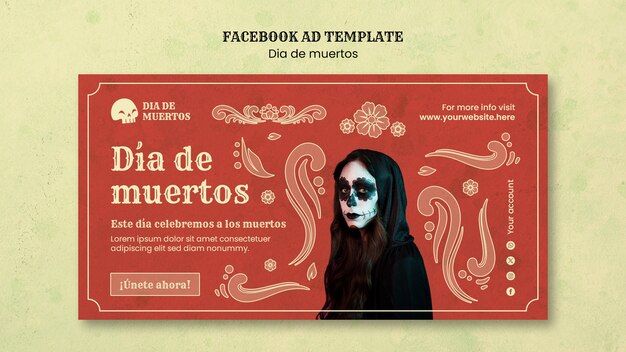 Dia de muertos celebration facebook template