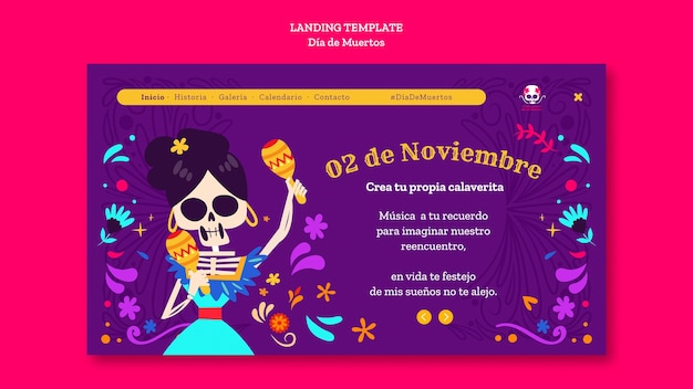 Dia de muertos celebration landing page template